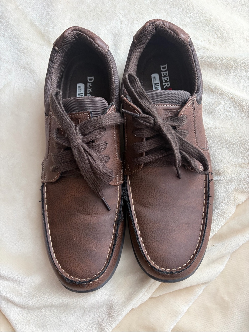 Deer Stags Memory Foam Men's Dark Brown Lace-Up Boat Shoes